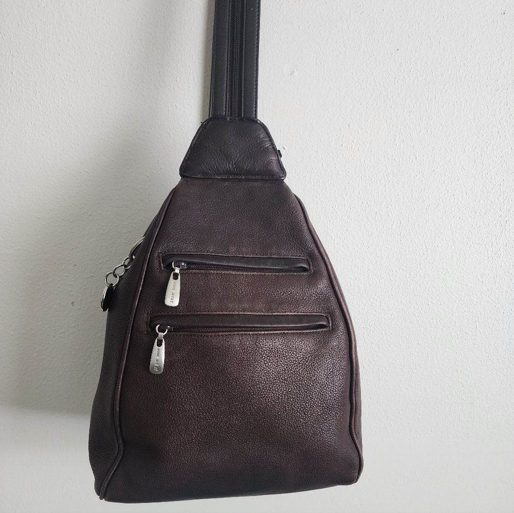 Nine West 90s Dark Academia Grunge Genuine Pebbled Leather Convertible Mini Bag - Picture 9 of 17